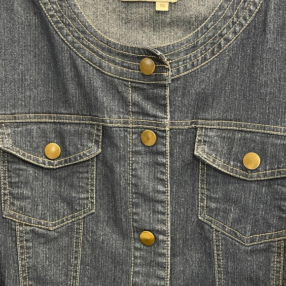 AMX Jean Jacket 3/4 Sleeve with Snaps  Plus - Picture 2 of 9